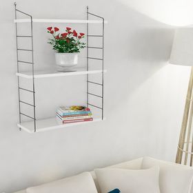 Endpa Armoni Siyah Beyaz Dikdörtgen 3 Raflı Salon Dekoratif Raf Seti