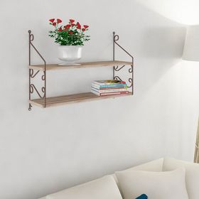 Endpa Seramoni Dikdörtgen Sarı 2 Raflı Salon Dekoratif Raf Seti
