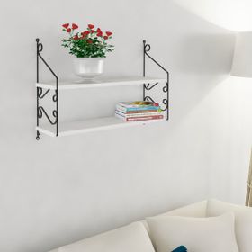Endpa Seramoni Dikdörtgen Siyah Beyaz 2 Raflı Salon Dekoratif Raf Seti