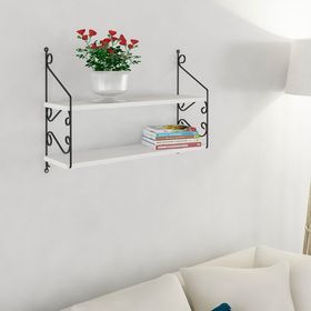 Endpa Seramoni Dikdörtgen Siyah Beyaz 2 Raflı Salon Dekoratif Raf Seti