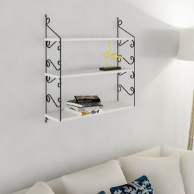 Endpa Seramoni Dikdörtgen Siyah Beyaz 3 Raflı Salon Dekoratif Raf Seti
