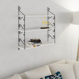 Endpa Seramoni Dikdörtgen Siyah Beyaz 3 Raflı Salon Dekoratif Raf Seti
