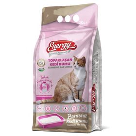 Energy Bebek Pudrası Kokulu İnce Taneli Topaklaşan Bentonit 10 lt Kedi Kumu