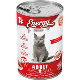 Energy Sıgır Etli Yetişkin 10x415 gr Islak Kedi Maması Konserve