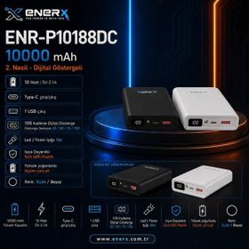 eNerRX ENR-P10188DC 10.000 mAh 2.1 Amper Dijital Göstergeli Beyaz Powerbank