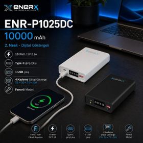 Enerx ENR-P1025DC 10.000 mAh 2.1 Amper LED Göstergeli Siyah Powerbank