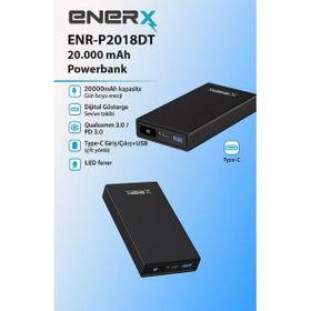 Enerx ENR-P20188DC 20.000 mAh 2.1 Amper Dijital Göstergeli Siyah Powerbank