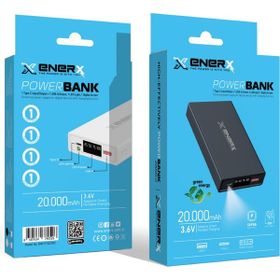 Enerx ENR-P2025DC 20.000 mAh 2.1 Amper LED Göstergeli Siyah Powerbank