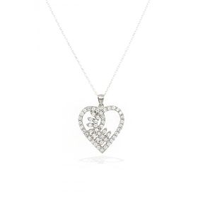 Enesstore 925 Ayar Gümüş Zirkon Taşlı Kalp Buğday Başak Kadın Kolye