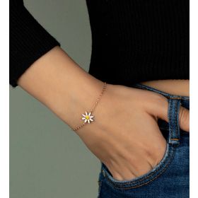 Enesstore 925 Ayar Mineli Papatya Gümüş Bileklik