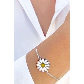Enesstore 925 Ayar Mineli Papatya Gümüş Bileklik