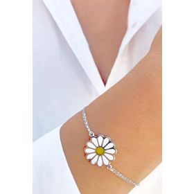 Enesstore 925 Ayar Mineli Papatya Gümüş Bileklik