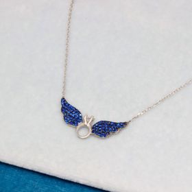 Enesstore 925 Ayar Tektaşlı Melek Gümüş Kolye