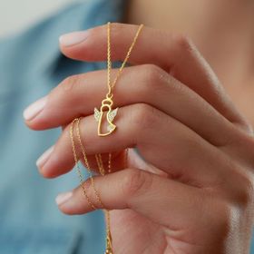 Enesstore 925 Ayar Tektaşlı Melek Gümüş Kolye