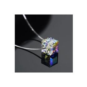 Enesstore Gümüş Swarovski Taşlı Kadın Küp Gümüş Kolye