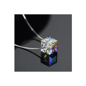Enesstore Gümüş Swarovski Taşlı Kadın Küp Gümüş Kolye