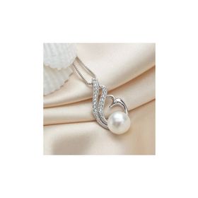Enesstore REWQ217 Doğal Inci Kuğu Model Gümüş Kolye