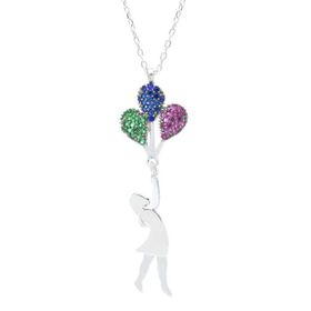 Enesstore REWQ333 Balonlu Kız Gümüş Kolye