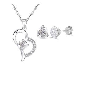 Enesstore REWQ383 Zirkon Taşlı Kalp Gümüş Kolye