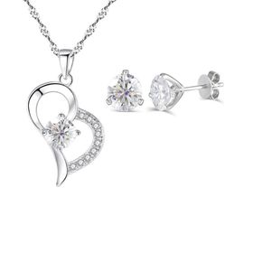 Enesstore REWQ383 Zirkon Taşlı Kalp Gümüş Kolye