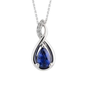 Enesstore REWQ507 Su Damlası Pırlanta Model Safir Zirkon Taşlı Gümüş Kolye