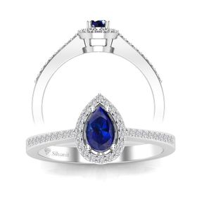 Enesstore REWQ507 Su Damlası Pırlanta Model Safir Zirkon Taşlı Gümüş Kolye