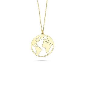 Engin Gold 14 Ayar Altın Dünya Figürlü Kolye