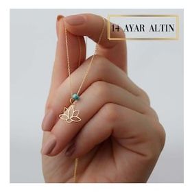 Engin Gold 14 Ayar Altın Lotus Çiçeği Kolye