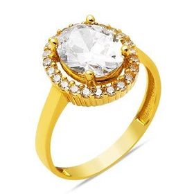 Engin Gold 14 Ayar Altın Oval Taşlı Yüzük