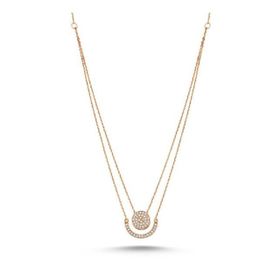 Engin Gold 14 Ayar Altın Rose Taşlı Kolye