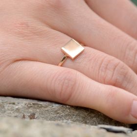 Engin Gold 14 Ayar Altın Sade Geometrik Yüzük