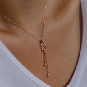 Engin Gold 14 Ayar Altın Sallantılı Taşlı Kolye