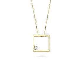 Engin Gold 14 Ayar Altın Swarovski Taşlı Kare Kolye