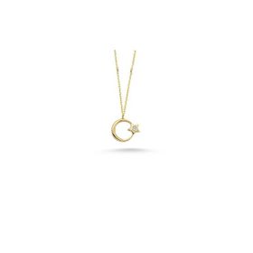 Engin Gold 14 Ayar Altın Taşlı Ayyıldız Kolye