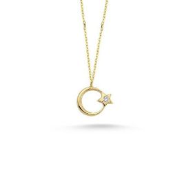 Engin Gold 14 Ayar Altın Taşlı Ayyıldız Kolye