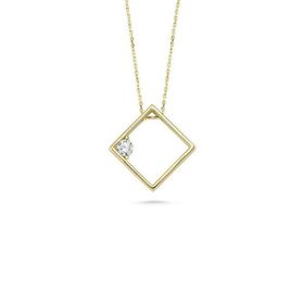 Engin Gold 14 Ayar Altın Taşlı Geometrik Kolye