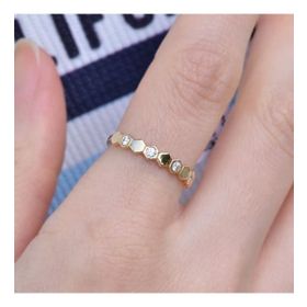 Engin Gold 14 Ayar Altın Taşlı Geometrik Yüzük