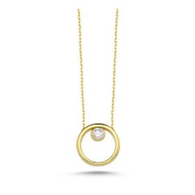 Engin Gold 14 Ayar Altın Taşlı Halka Kolye