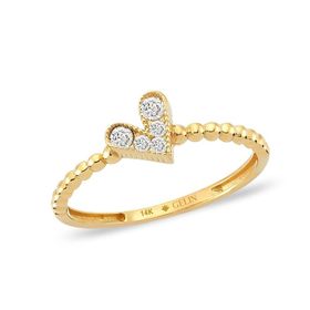 Engin Gold 14 Ayar Altın Taşlı Kalp Yüzük