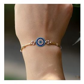 Engin Gold 14 Ayar Altın Taşlı Nazar Boncuğu Bileklik