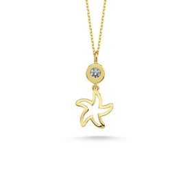 Engin Gold 14 Ayar Altın Taşlı Yıldız Kolye