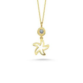 Engin Gold 14 Ayar Altın Taşlı Yıldız Kolye