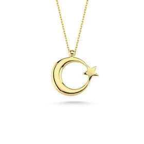 Engin Gold 14 Ayar Altın Taşsız Ayyıldız Kolye