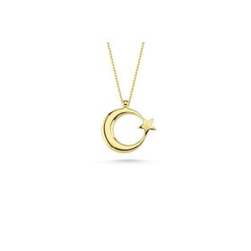 Engin Gold 14 Ayar Altın Taşsız Ayyıldız Kolye