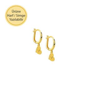 Engin Gold 14 Ayar Altın Taşsız Kalp Küpe