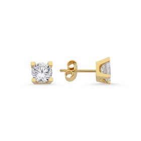 Engin Gold 14 Ayar Sarı Altın Tektaş Küpe