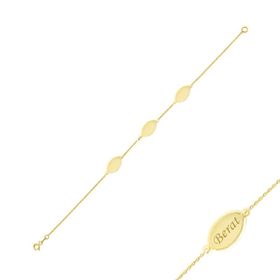 Engin Gold 14 K İsimli Üçlü Plaka Altın Bileklik