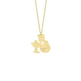 Engin Gold 14k Altın Bebekli Leylek Model Kolye