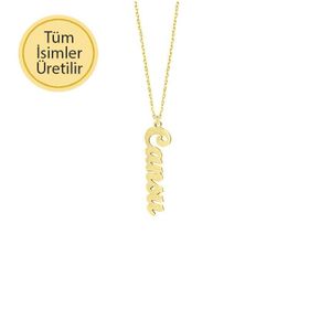 Engin Gold 14k Altın El Yazı Dikey İsim Kolye