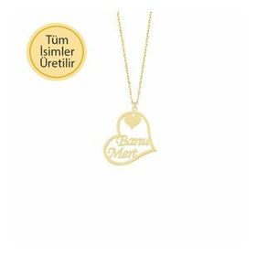 Engin Gold 14k Altın İsimli İkili Kalp Kolye